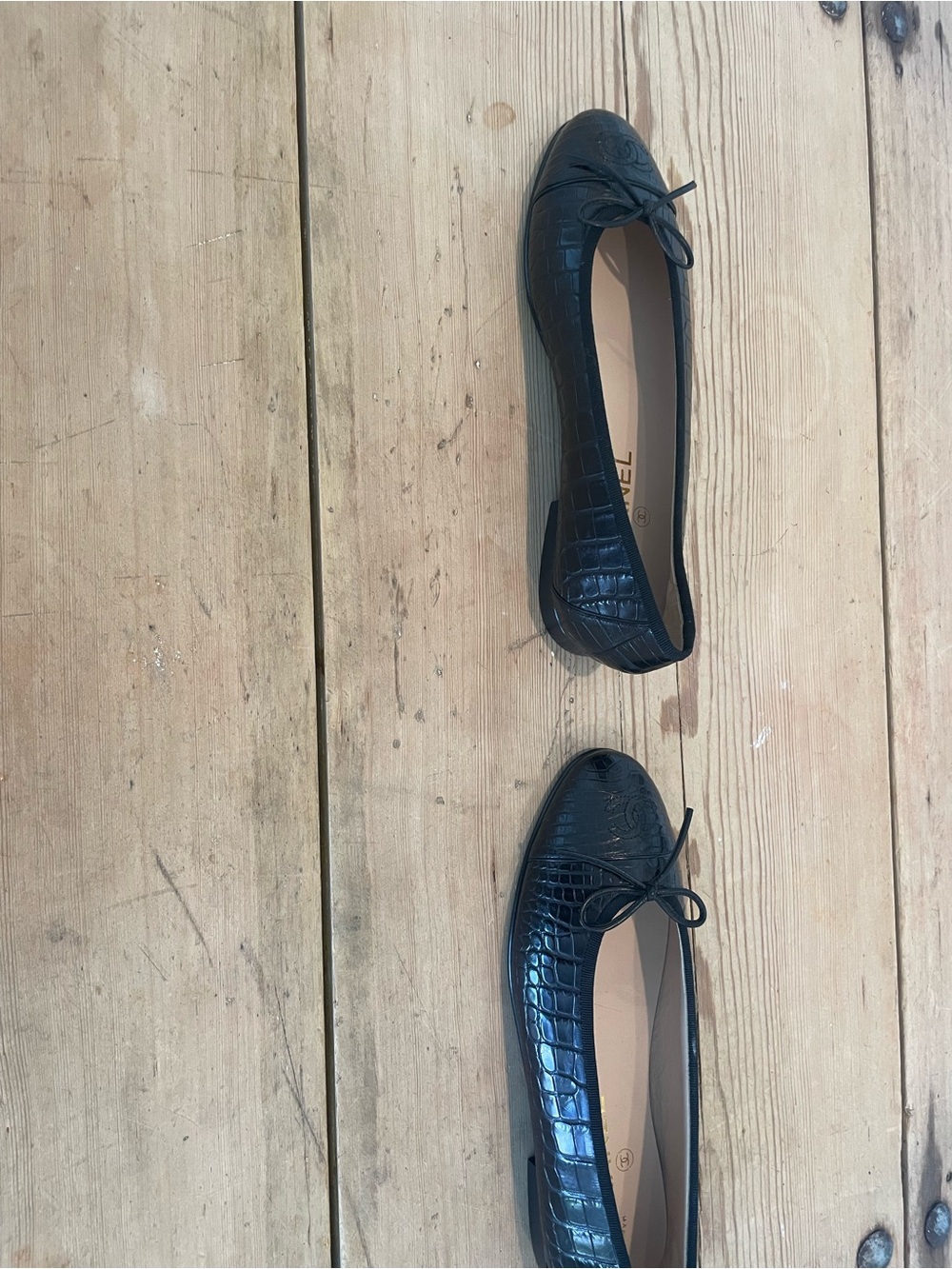 Chanel Black Crocodile Ballet Flats NWOB Size 38 - Picture 6 of 7